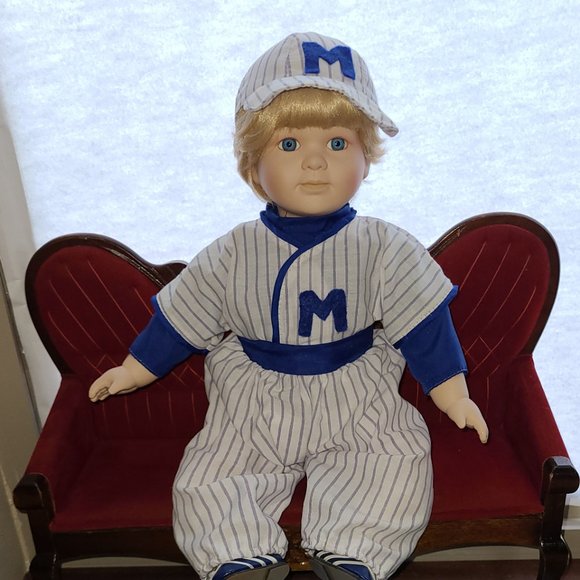Porcelain Baby Doll Baseball Michael Hand-Painted by Special Moments Brand - Picture 6 of 11